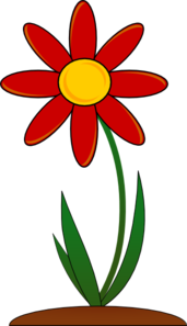 Planted Red Flower Clip Art